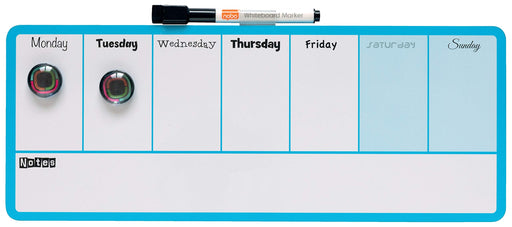 Nobo Mini Wall Mountable Magnetic Whiteboard Weekly Planner 1904047 Lacquered Steel 360 x 140 mm White, Blue