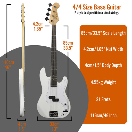 3rd Avenue Bass Guitar Set White