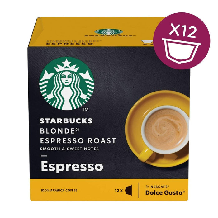 Starbucks Espresso Blonde Roast Caffeinated Ground Coffee Pods Box 5.5 g Pack of 12