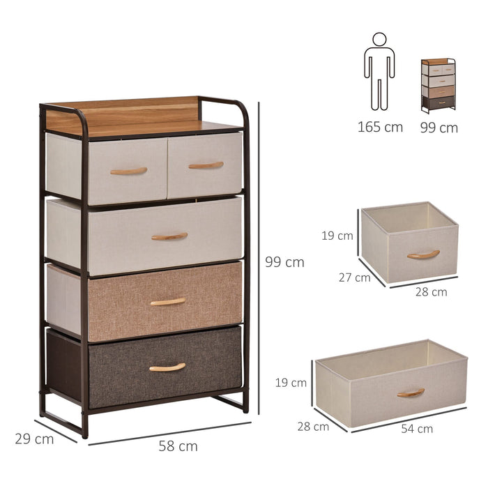 HOMCOM Storage Chest Linen, Steel, MDF (Medium-Density Fibreboard) Multicolour 2.9 x 5.8 x 9.9 cm