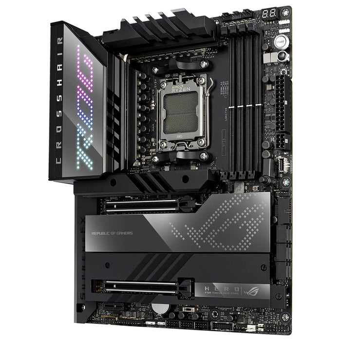 ASUS ROG CROSSHAIR X670E HERO - Motherboard - ATX - Socket AM5 - AMD X670 Chipset - USB 3.1 Gen 1, USB 3.2 Gen 2, USB4, USB-C 3.2 Gen2, USB-C 3.2 Gen 2x2 - 2.5 Gigabit LAN, Bluetooth, Wi-Fi - onboard graphics (CPU required) - HD Audio (8-channel)