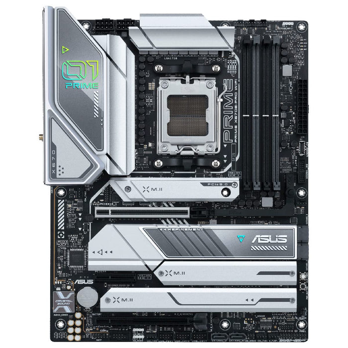 ASUS Prime X670E-PRO WIFI - Motherboard - ATX - Socket AM5 - AMD X670 Chipset - USB 3.2 Gen 1, USB 3.2 Gen 2, USB-C 3.2 Gen2, USB-C 3.2 Gen 2x2, USB-C 3.2 Gen 1 - 2.5 Gigabit LAN, Bluetooth, Wi-Fi - onboard graphics (CPU required) - HD Audio (8-channel)