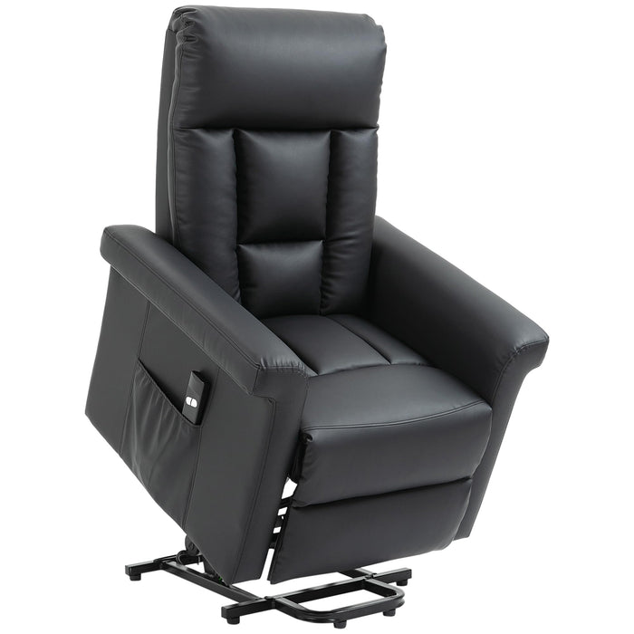 HOMCOM Power Lift Chair Black PU (Polyurethane) Leather, Steel