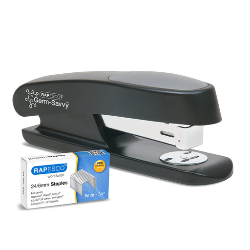 Rapesco Stapler Eco Sting Ray half strip Black 20 Sheets 24/6 Metal, Plastic