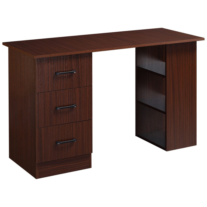 HOMCOM Desk with 3 Drawers Walnut 490 x 720 mm