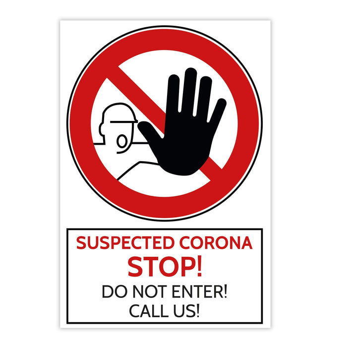 Trodat Health and Safety Sign Suspected Corona, stop! Do not enter! Aluminium 20 x 30 cm