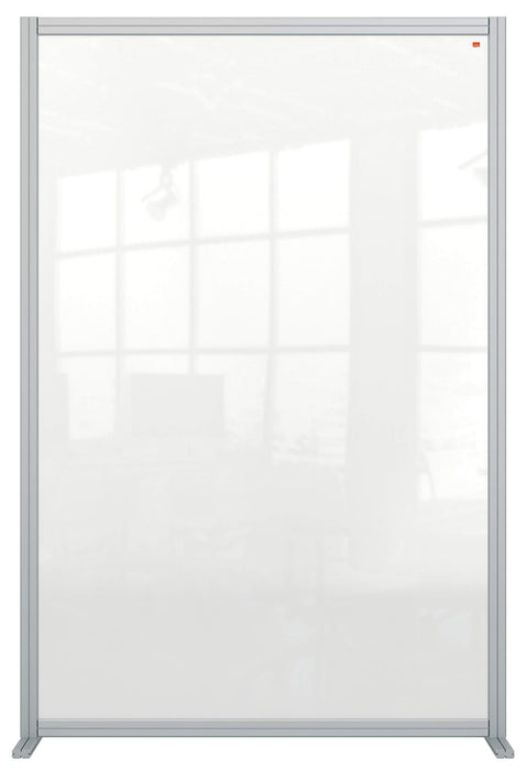 Nobo Freestanding Protective Room Divider Screen Premium Plus 1200 x 1800 x 600mm Aluminium, Plexiglass Acrylic Silver Anodised