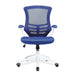 Nautilus Designs Ltd. Designer Medium Back Mesh Chair with White Shell and Folding Arms Blue