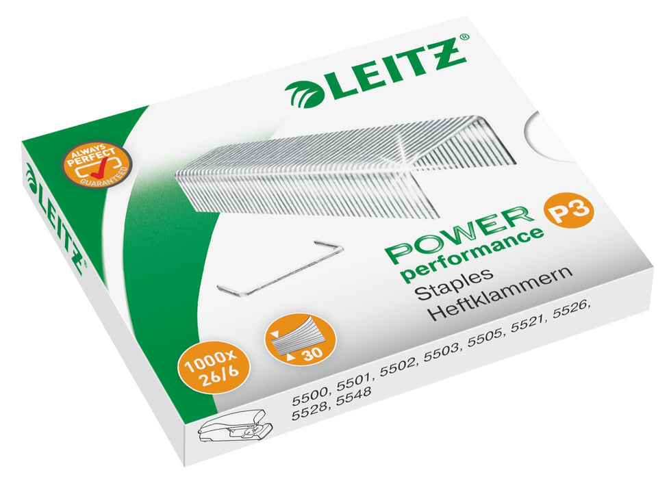 Leitz Power Performance P3 26/6 Staples 55720000 Steel Silver Pack of 1000