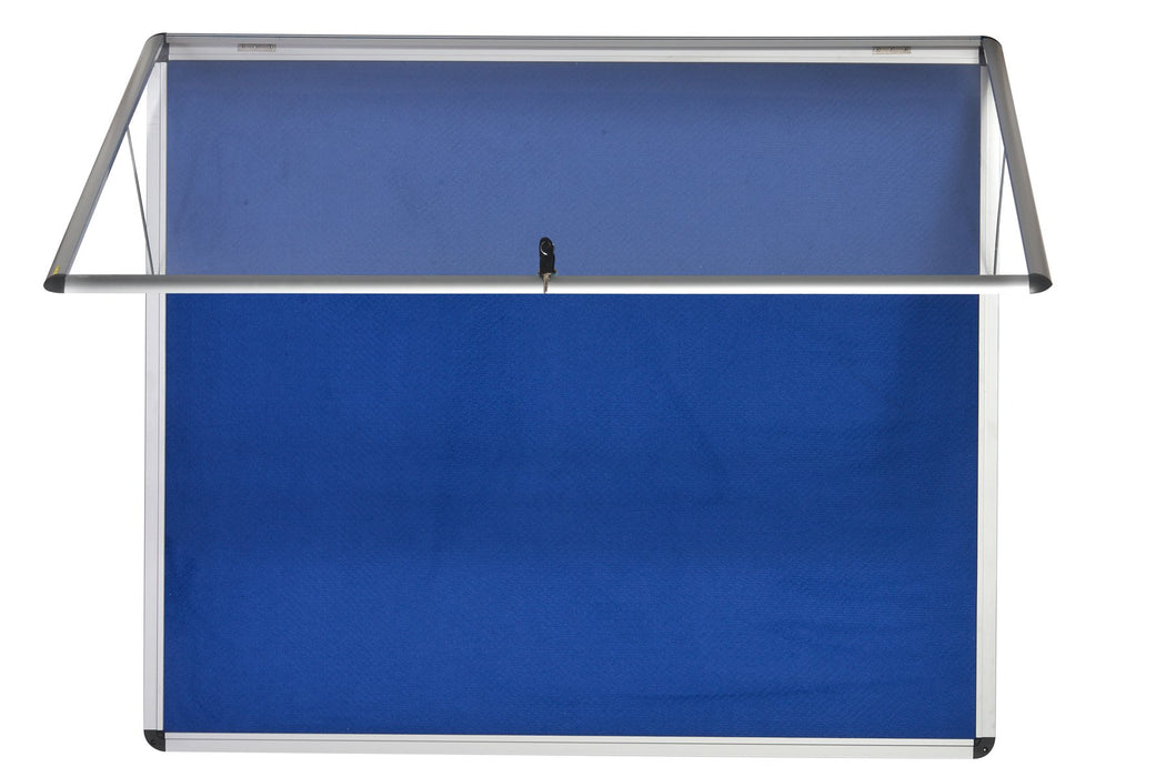 Bi-Office Enclore Fire Retardant Lockable Notice Board Non Magnetic 12 x A4 Wall Mounted 95.3 (W) x 92.4 (H) cm Blue