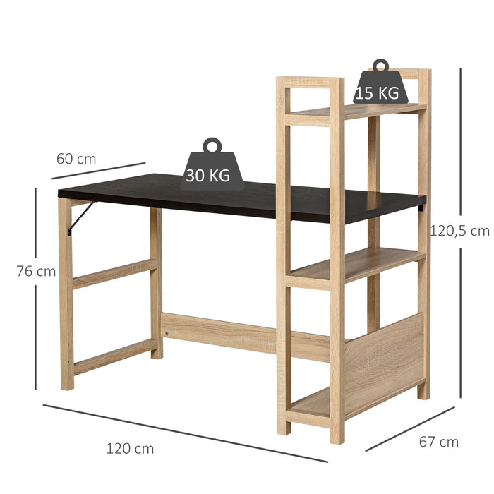 HOMCOM Desk with Shelves Black 670 x 1,205 mm