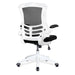 Nautilus Designs Ltd. Designer Medium Back Mesh Chair with White Shell and Folding Arms Blue