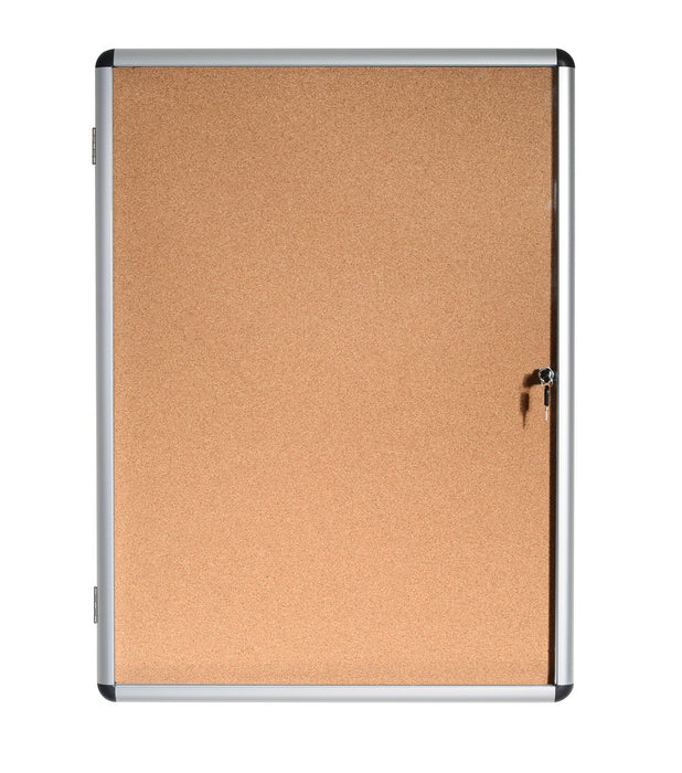 Bi-Office Enclore Indoor Lockable Notice Board Non Magnetic 6 x A4 Wall Mounted 72 (W) x 67.4 (H) cm Brown