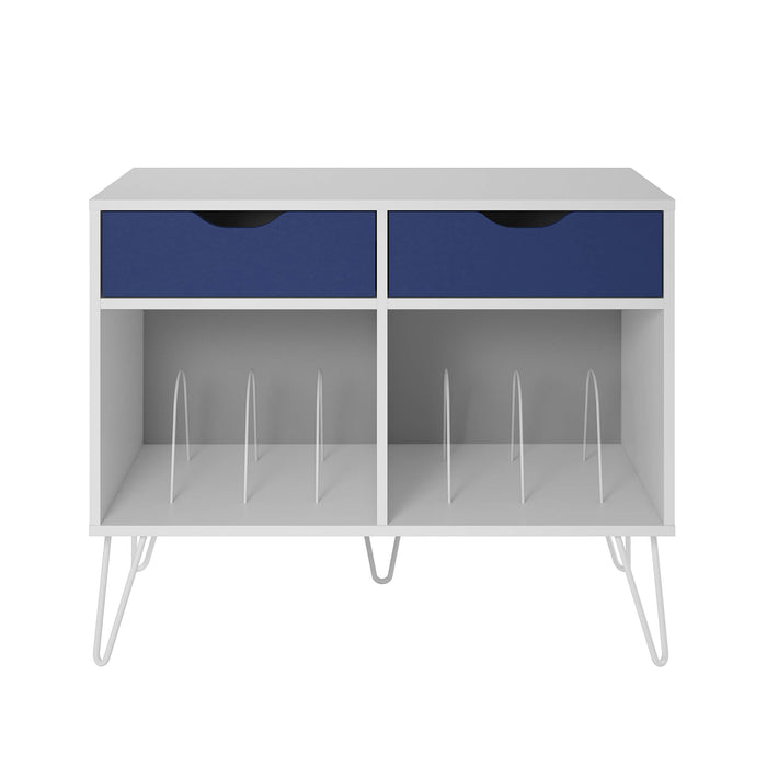 Novogratz AV Stands 1323817COMUK White/Blue 1,008 (W) x 457 (D) x 808 (H) mm MDF, Metal