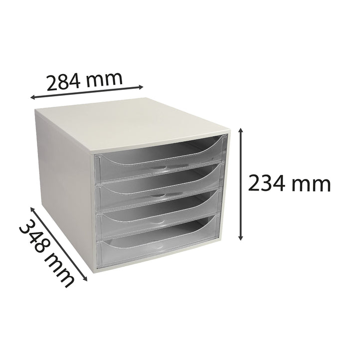 Exacompta Drawer 4 Unit with Drawers EcoBox Plastic White, Transparent 28.4 x 34.8 x 23.4 cm