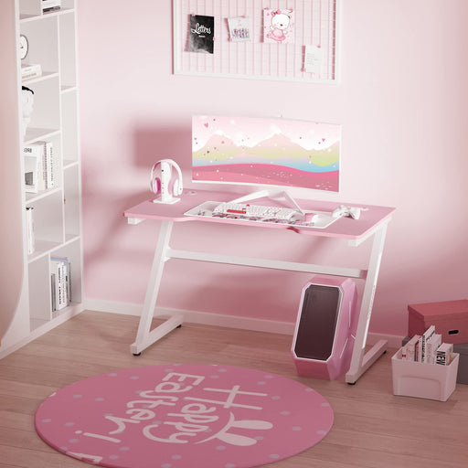 HOMCOM Gaming Desk Pink 600 x 730 mm