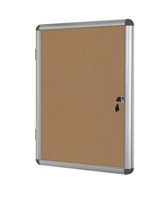 Bi-Office Enclore Earth Lockable Notice Board Non Magnetic 6 x A4 Wall Mounted Cork 72 (W) x 67.4 (H) cm Brown