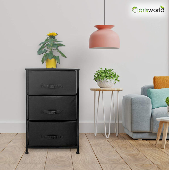 Clarisworld Storage Unit PP-9951BK with 3 Drawers Black