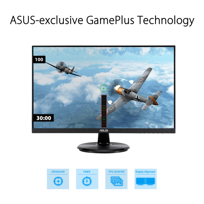 ASUS VA27DQF - LED monitor - gaming - 27" - 1920 x 1080 Full HD (1080p) @ 100 Hz - IPS - 250 cd/m² - 1300:1 - 1 ms - HDMI, DisplayPort - speakers - black