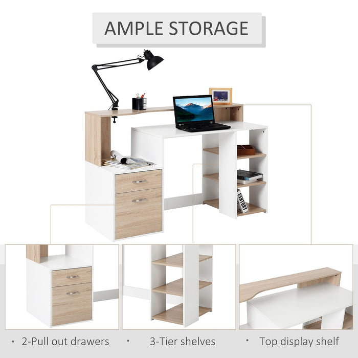 HOMCOM Desk with Shelves x 1370 x 550 mm Oak