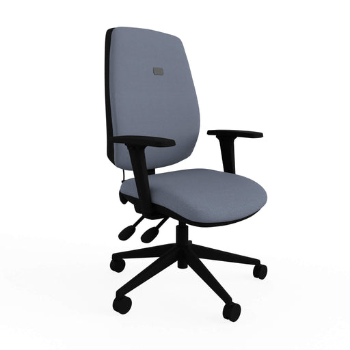 Ergonomic Home Office Chair with Shaped Dual Curved High Backrest Height Adjustable Grey 2D Arms