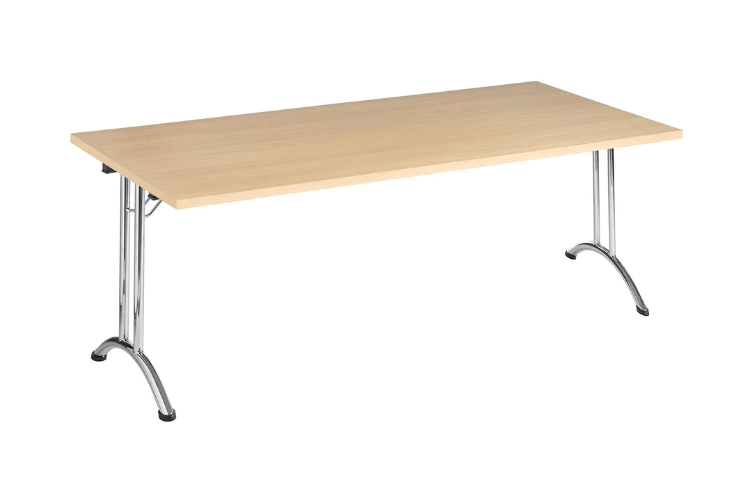 Nautilus Designs Folding Table Rectangular Beech Chrome 1,600 x 800 x 725 mm