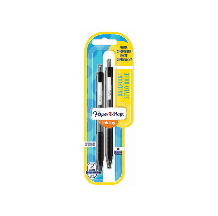 Papermate InkJoy 300 RT Ballpoint Pen Black Medium 0.3 mm Pack of 2