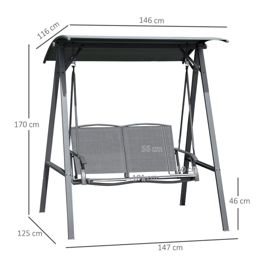 OutSunny Swing Chair Metal, PL (Polyester), Texteline Dark Grey 1,250 x 1,470 x 1,700 mm