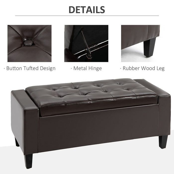 HOMCOM Leather Storage Bench Brown