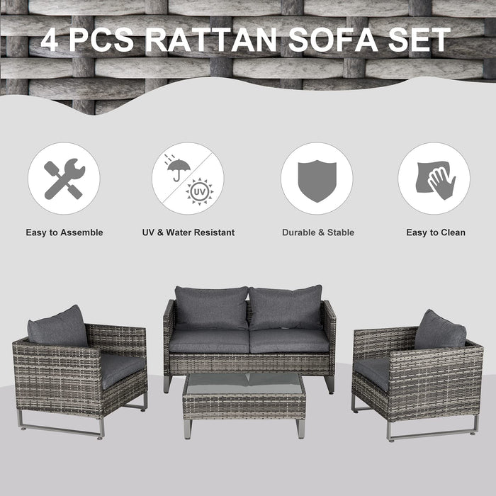 OutSunny Set Rattan Outdoor Furniture Deep Grey