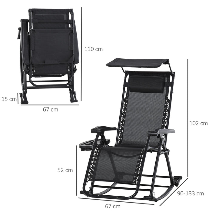 OutSunny Rocking Chair Steel Frame Black 670 x 1,020 mm