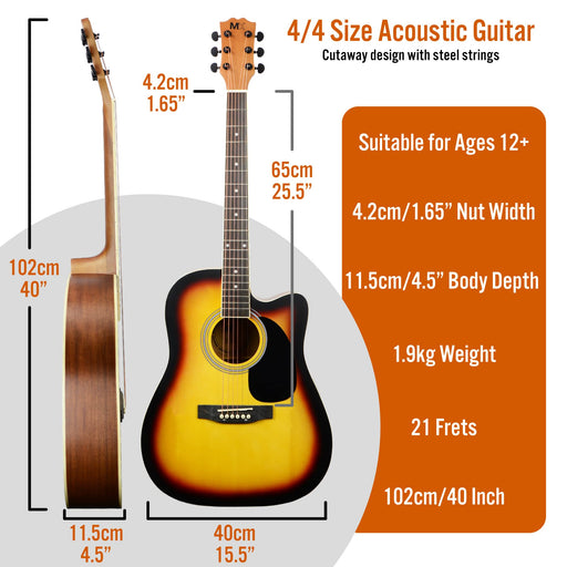 3rd Avenue Acoustic Guitar Set Sunburst