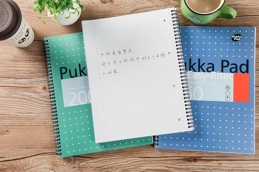 Pukka Pad Notebook Metallic Jotta A4+ Ruled Spiral Bound Cardboard Hardback Green Perforated 200 Pages Pack of 3