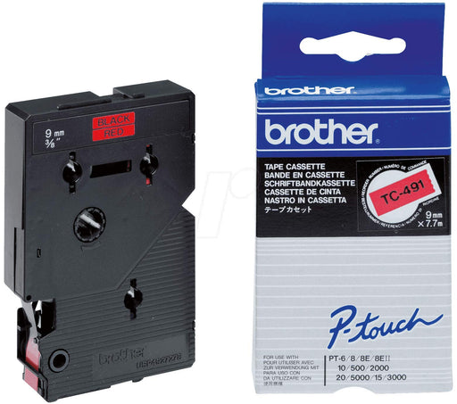 Brother - Black on red - Roll (0.9 cm) laminated tape - for P-Touch PT-2000, PT-3000, PT-500, PT-5000, PT-8