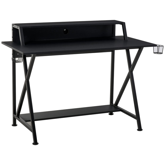 HOMCOM Gaming Desk Steel Black 600 x 900 mm