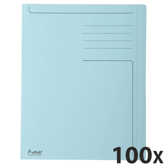 Exacompta Forever Square Cut Folder A4 Blue Manila Recycled 100% 280 gsm Pack of 100