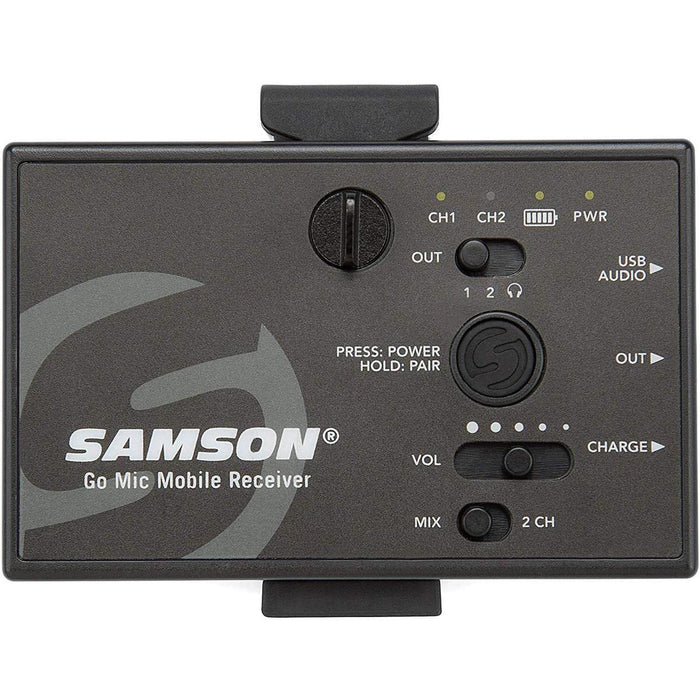 SAMSON Wireless Microphone Receiver Only GO MIC MOBILE 3.5mm Mini And USB-C Ports Black