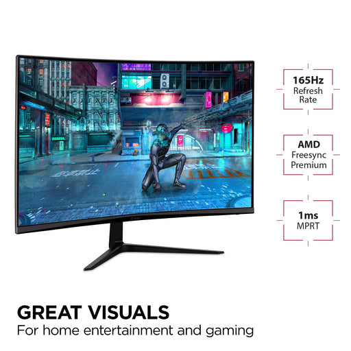 ViewSonic OMNI Gaming VX3218C-2K - LED monitor - gaming - curved - 32" (31.5" viewable) - 2560 x 1440 QHD @ 165 Hz - VA - 250 cd/m² - 1 ms - HDMI, DisplayPort - speakers