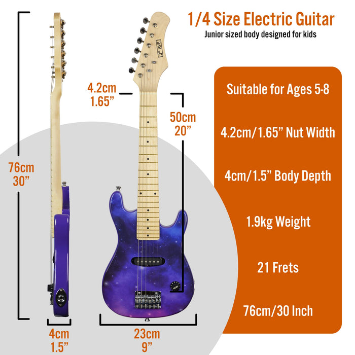 3rd Avenue Junior Electric Guitar Set Purple Galaxy