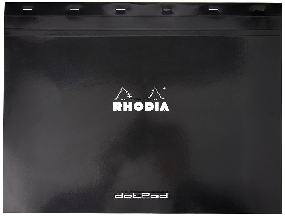 Rhodia Notepad 38559C A3+ Dotted Stapled Top Bound Cardboard Soft Cover Black Perforated 160 Pages