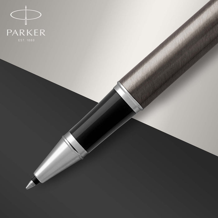 Parker IM Rollerball Pen Dark Espresso Barrel with Chrome Trim Fine Black