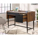 Hampstead Park Compact Home Office Desk Walnut with Black Accent Panels and Frame - 5420284