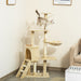 PawHut Cat Tree Beige, White 350 mm x 500 mm x 1310 mm