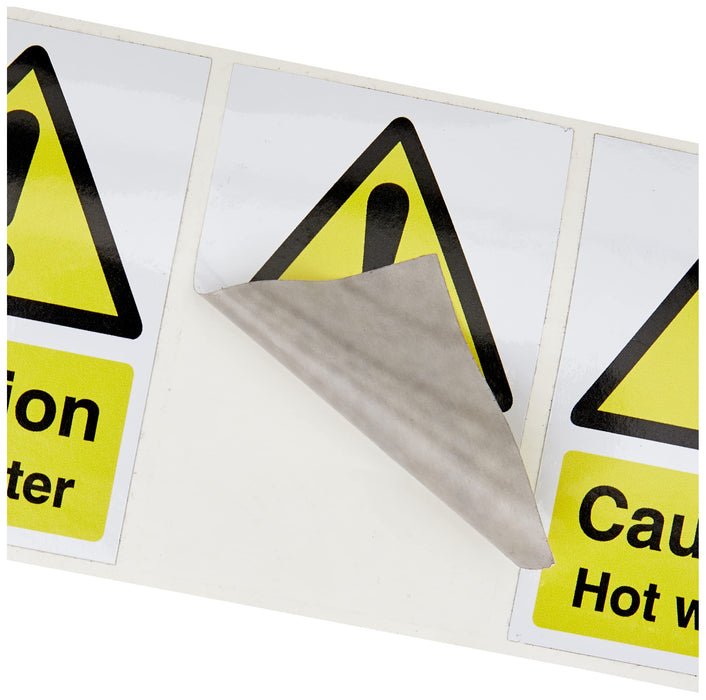 Warning Sign Hot Water Vinyl 7.5 x 5 cm