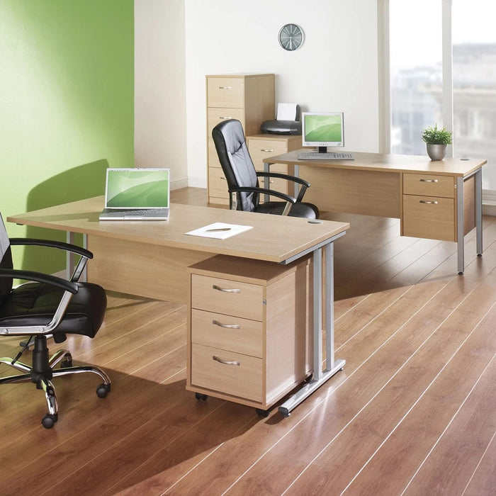 Dams International Straight Desk with 3 Drawer Pedestal SBS314GO 1,400 x 800 x 725 mm