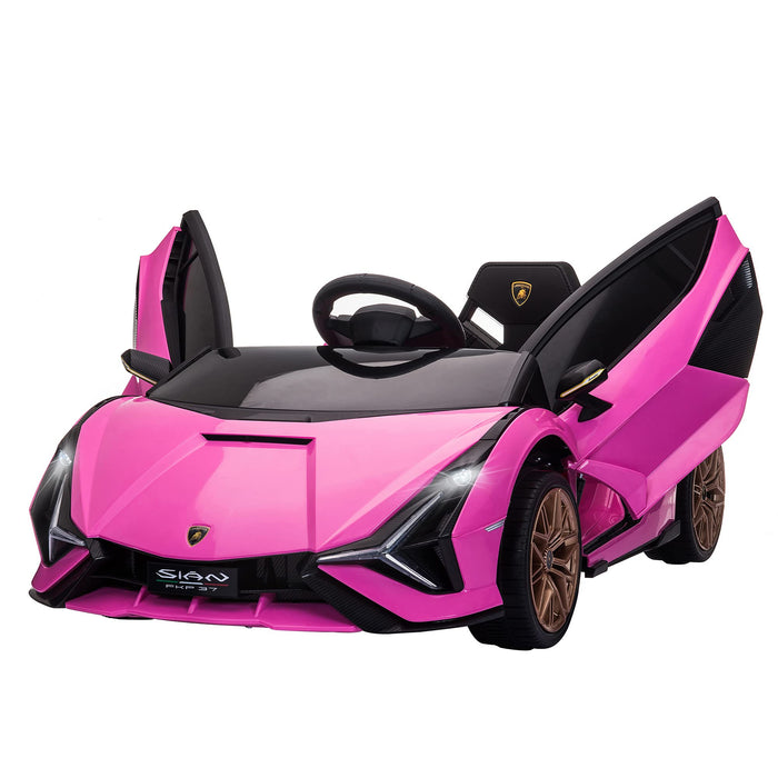 HOMCOM Lamborghini SIAN 12V Kids Electric Ride On Car Toy with Remote Control Pink