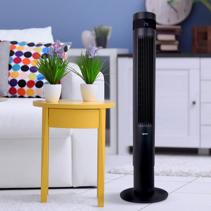 igenix Tower Fan IGFD6043B Non Height Adjustable Main 50 W Plastic Black 3 30 x 30 x 110 cm