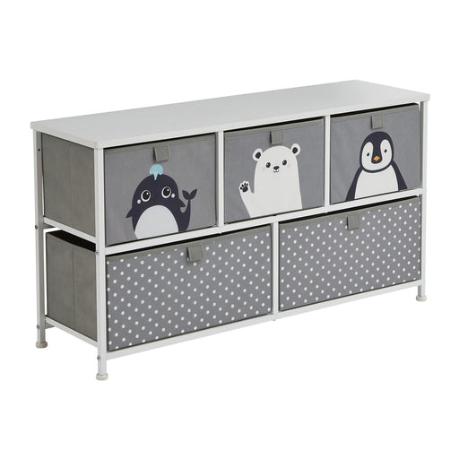 Liberty House Toys Storage Chest 5L-206-POL Steel and Fabric 2+ 1,000 (W) x 300 (D) x 550 (H) mm Grey