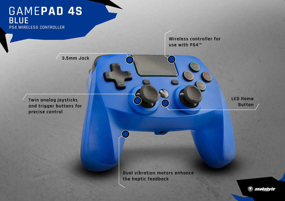 SNAKEBYTE Game Controller SB914539 PS4 Game Pad 4 S Wireless Blue