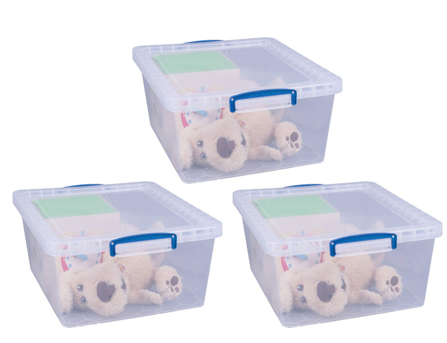 Really Useful Box Plastic Nestable Storage Boxes 17.5 Litre 383 x 460 x 195 mm Pack of 3